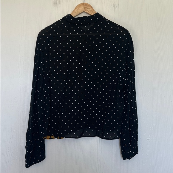 Zara - Tiger Black Polka Dot Button Down Long Sleeve Blouse Size Medium - Picture 8 of 8